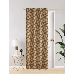 THE CONVERSION Brown & Gold-Toned Floral Printed Adjustable Door Curtain-picture-35