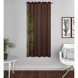the conversion Brown Linen Solid 5ft Sheer Eyelet Window Curtain (1 Pc)-picture-19