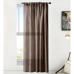 the conversion Brown Linen Solids 9ft sheer Rod Pocket Long Door Curtain-picture-24