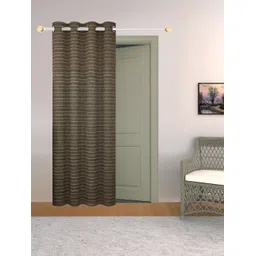 THE CONVERSION Coffee Brown Striped Room Darkening Long Door Curtain-picture-33