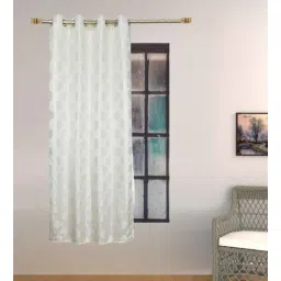 the conversion Cream Polyester Blend Abstract 5ft Light Filtering Eyelet Window Curtain-picture-15