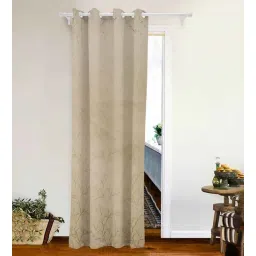the conversion Cream Velvet Abstract 7ft Room Darkening Eyelet Door Curtain (1 Pc)-picture-21