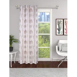 THE CONVERSION Gold Toned & Brown Floral Printed Room Darkening Long Door Curtain-picture-11