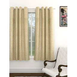 THE CONVERSION Gold-Toned Floral Printed Jacquard Room Darkening Window Curtain-picture-14