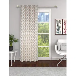THE CONVERSION Gold-Toned Floral Room Darkening Long Door Curtain image 1