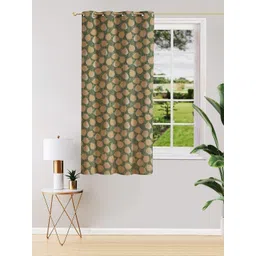 THE CONVERSION Green & Gold-Toned Floral Printed Window Curtain-picture-26