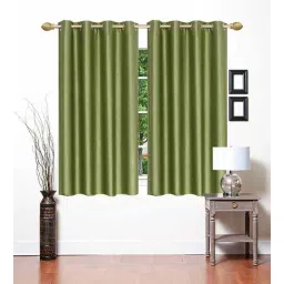the conversion Green Solid Polyester 5 Ft Light Filtering Eyelet Window Curtains (Set of 2)-picture-23