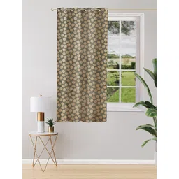THE CONVERSION Grey & Gold-Toned Floral Printed Breathable Window Curtain-picture-29