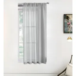 the conversion Grey Linen Solids 5ft sheer Rod Pocket Window Curtain-picture-33