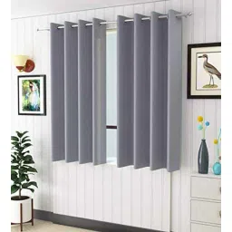 the conversion Grey Solid Polyester 5 Ft Light Filtering Eyelet Window Curtains (Set of 2)-picture-17