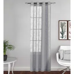 the conversion Grey Stripes Linen Stripes 7ft Sheer Eyelet Door Curtain (1 Pc)-picture-11