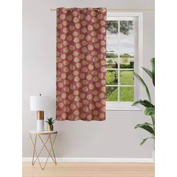 THE CONVERSION Magenta & Gold-Toned Floral Printed Breathable Window Curtain-picture-25