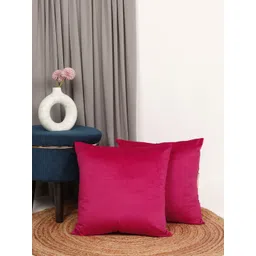 THE CONVERSION Magenta Set of 2 Velvet Square Cushion Covers-picture-14