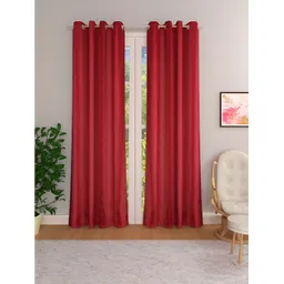 THE CONVERSION Maroon 2 Pieces Room Darkening Long Door Curtain-picture-32