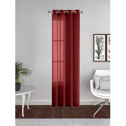 THE CONVERSION Maroon Linen Sheer Long Door Curtain-picture-15
