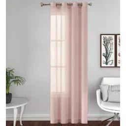 the conversion Pink Linen Sheer Solids 8ft Sheer Eyelet Long Door Curtain (1 Pc)-picture-21