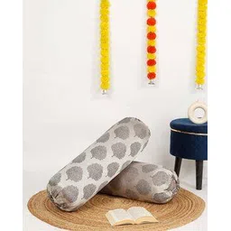 the conversion Set of 2 jacquard Self Design Floral Bolster Cover-picture-25