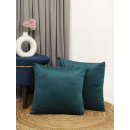 THE CONVERSION Teal Set of 2 Velvet Square Cushion Covers-picture-25