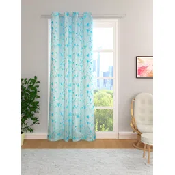 THE CONVERSION Turquoise Blue Floral Room Darkening Long Door Curtain-picture-40