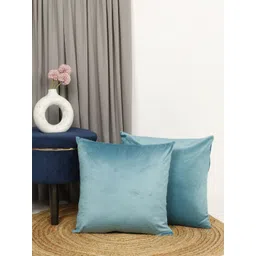 THE CONVERSION Turquoise Blue Set of 2 Velvet Square Cushion Covers-picture-31