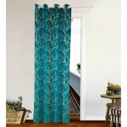 the conversion Turquoise Velvet Abstract 7ft Room Darkening Eyelet Door Curtain (1 Pc)-picture-30