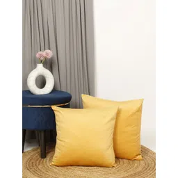 THE CONVERSION Yellow Set of 2 Velvet Square Cushion Covers-picture-15
