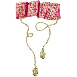 the cool grandmom Traditional Embroidery Cloth Saree Waist Belt adjustable Kamarpatta kamarband for Women- Pink Color-picture-19