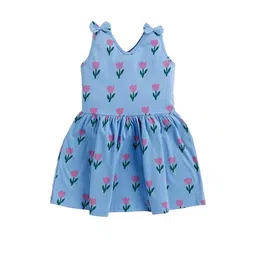 THE COTTON BABY Girls Cotton Tulip Print A-Line Dress-picture-30