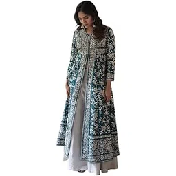 the culture Women's Cotton Embroidery A-line Kurti With Palazzo Set-picture-12