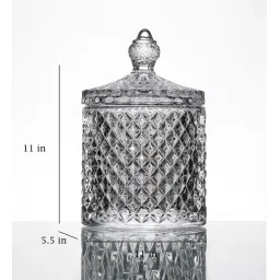 Dimond Cut Crystal 300ml Glass Storage Jar by The Decor Mart image 3