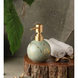 Marble Ice Textured Green & Gold Ceramic Bath Set by The Decor Mart-picture-10