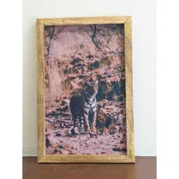 The Decor Mart Beige & Grey Tiger In The Jungle Canvas Painting Framed Wall Art-picture-16
