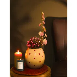 The Decor Mart Beige & Pink Heart Printed Ceramic Flower Vases-picture-19