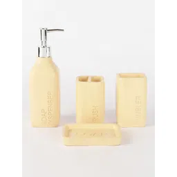 The Decor Mart Beige Colored Solid Ceramic Bathroom Accessories Set image 4