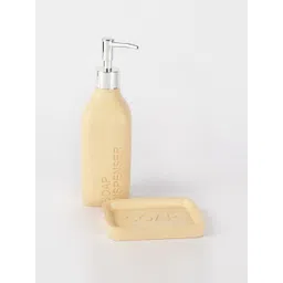 The Decor Mart Beige Colored Solid Ceramic Bathroom Accessories Set image 3