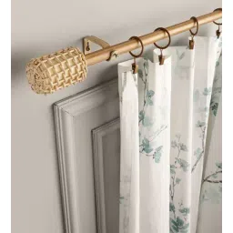 the decor mart Beige Iron 48 - 88 Inches Expandable Curtain Rod with Accessories-picture-35
