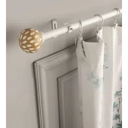 the decor mart Beige Iron 48 - 88 Inches Expandable Curtain Rod with Accessories-picture-38