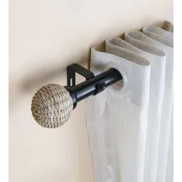 the decor mart Beige Iron 84 - 144 Inches Expandable Curtain Rod with Accessories-picture-37