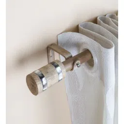 the decor mart Beige Iron 84 - 144 Inches Expandable Curtain Rod with Accessories-picture-34