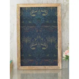 The Decor Mart Blue & Beige Peacock & Dragon Textile Canvas Painting Framed Wall Art-picture-24