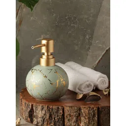 The Decor Mart Blue & Gold-Toned Printed Ceramic Soap Dispenser-picture-10