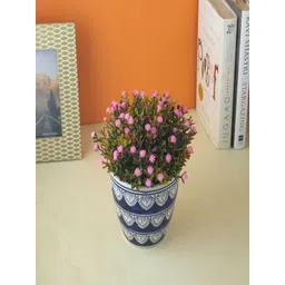 The Decor Mart Blue & White Textured Ceramic Planter-picture-36