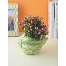 The Decor Mart Green & Whitev Textured Ceramic Shell Planters-picture-25