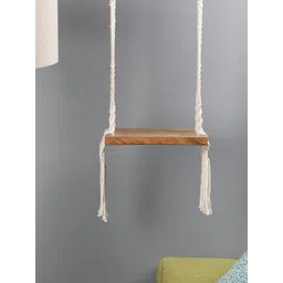 The Decor Mart Off White & Beige Wooden Wall Hanging Macrame Knotted Shelf-picture-26