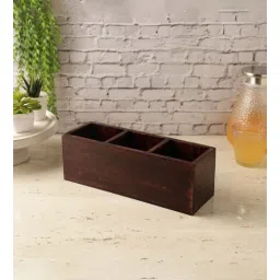 the decor mart Partitioned Brown MDF Cutlery Holder-picture-39