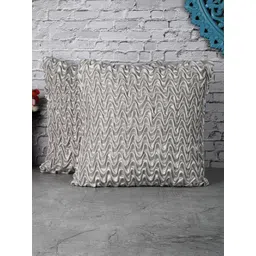 The Decor Mart Set of 2 Grey Self Textured Satin Cushion Covers-picture-16