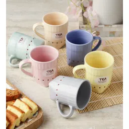 the decor mart The Decormart Pastel Typographic Tea cups Marble 250 ML (Set of 6) Tea Cup-picture-22