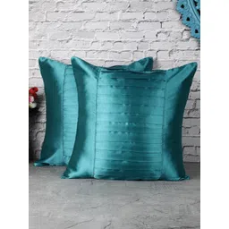The Decor Mart Turquoise Blue Set of 2 Satin Square Cushion Covers-picture-19