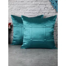 The Decor Mart Turquoise Blue Set of 2 Satin Square Cushion Covers-picture-28