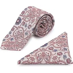 the delhi loom "Nawab's Tapestry Men's Tie & Pocket Square Set – Maroon & Blue Paisley on Ivory – With Wooden Gift Box – Suitable for Weddings, Formal Events & Gifting-picture-12